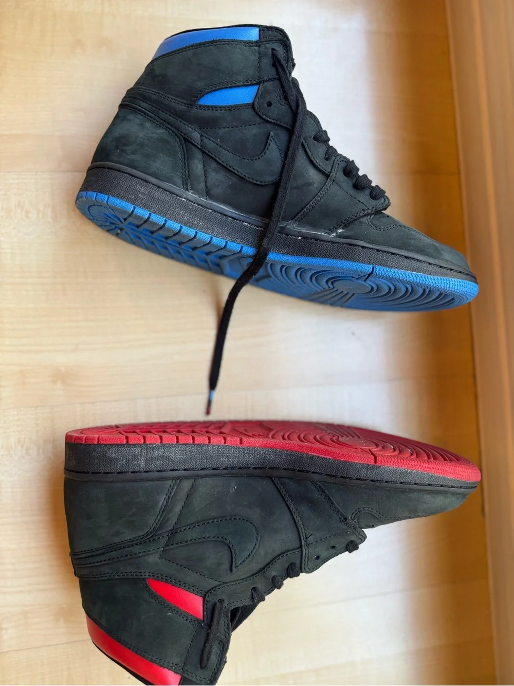 Jordan Men’s Black and Red High-Top Sneakers
